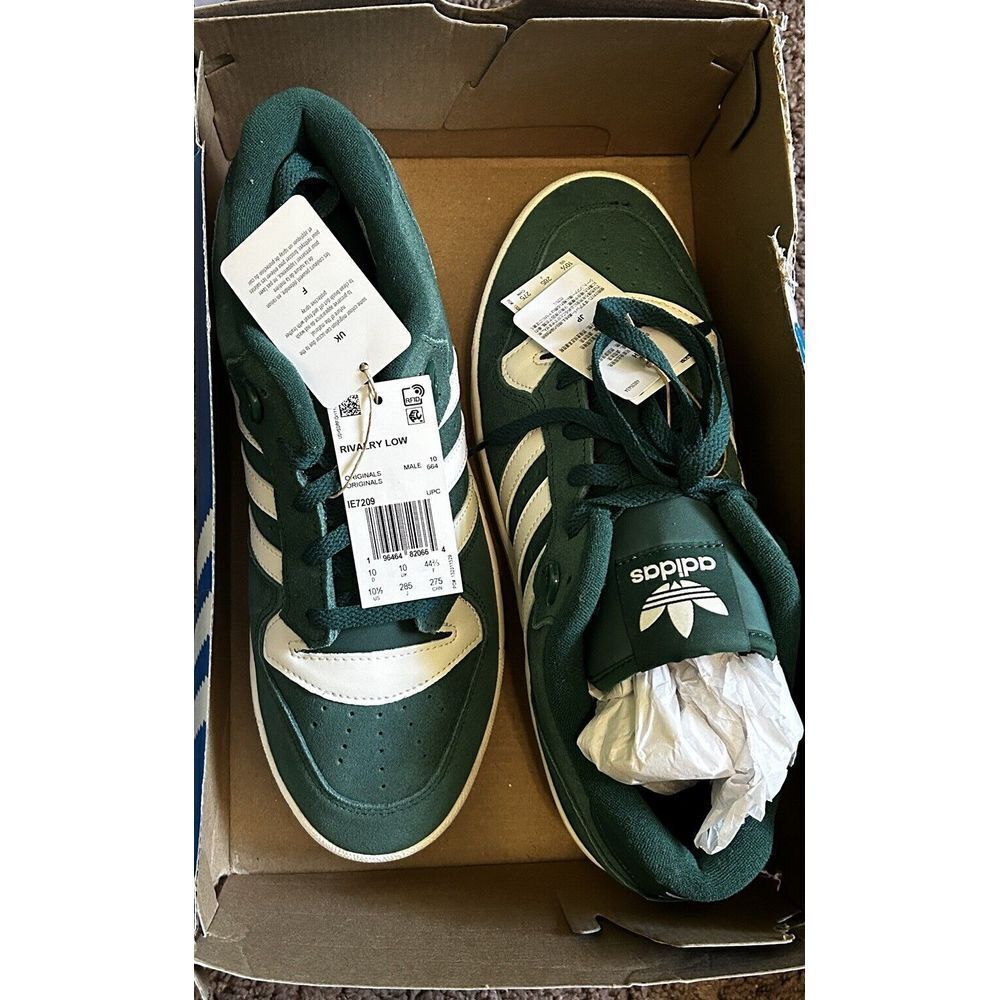 Size 10.5 - adidas Rivalry Low Sneakers Collegiate Green New - Picture 13 of 13